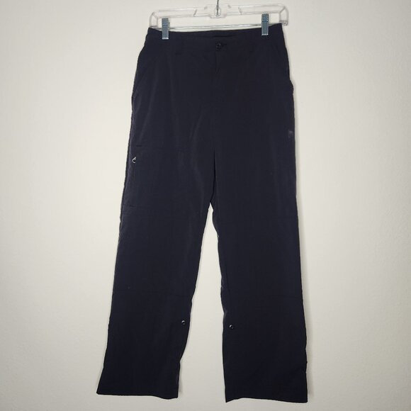 Patagonia Womens 4 Black Outdoor Wide Leg Pants Nylon Pockets Cargo Roll Tab  ge - Picture 1 of 8